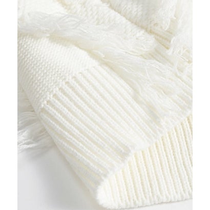Asymmetry Fringe Block Cardigan （White）｜詳細画像