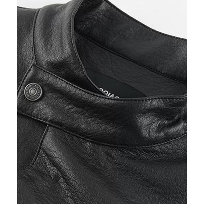 Contrast White Block PU Jacket （Black）｜詳細画像