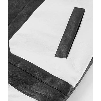 Contrast White Block PU Jacket （Black）｜詳細画像