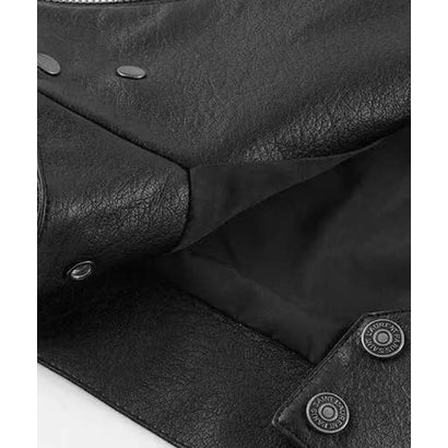 Contrast White Block PU Jacket （Black）｜詳細画像