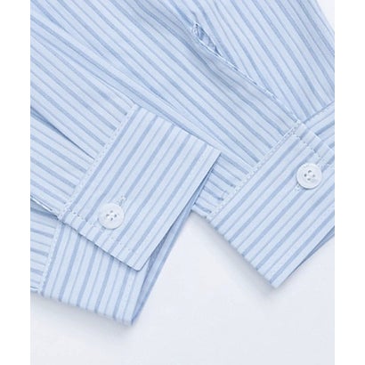ユーム U：UME Floral Embroidery Stripe Long Sleeve Shirt （Green）｜詳細画像