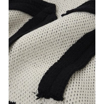 Frayed Edge Graphic Knit Cardigan （Black）｜詳細画像