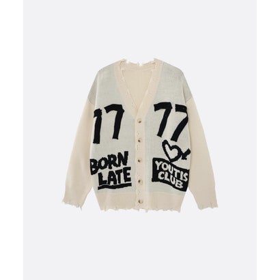 Frayed Edge Graphic Knit Cardigan （Apricot）｜詳細画像