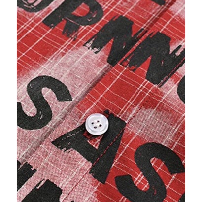 ユーム U：UME Plaid Letter Portrait Statement Shirt （Red）｜詳細画像
