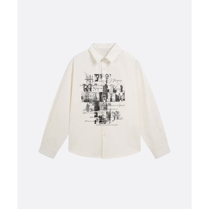 ユーム U：UME Vintage Collage Print Long Sleeve Shirt （White）｜詳細画像