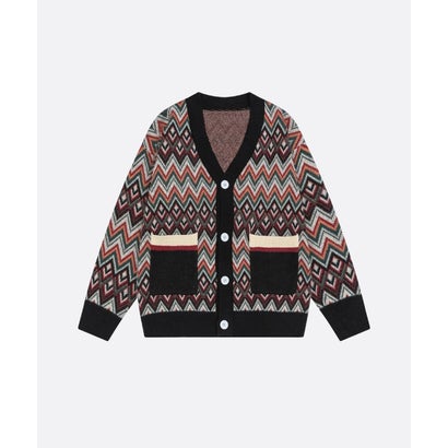 Vintage Chevron Jacquard Cardigan （Black）｜詳細画像