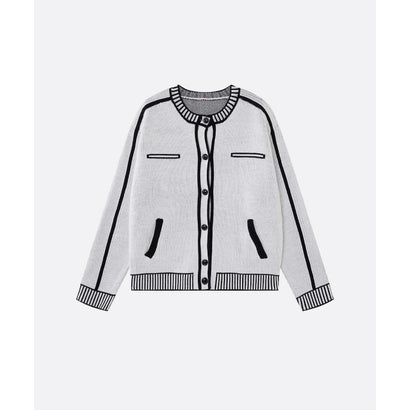 Sketch Outline Contrast Trim Cardigan （White）｜詳細画像