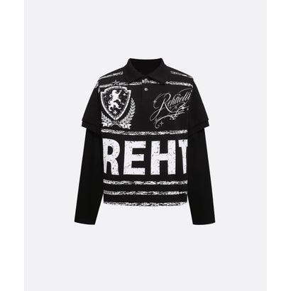 ユーム U：UME Crest Graphic Fake Two Long Sleeve T （Black）｜詳細画像