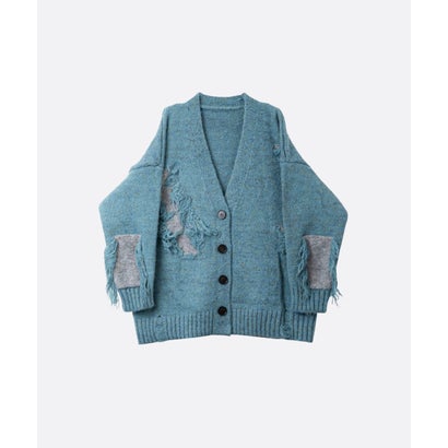 ユーム U：UME Relaxed Fringe Design Cardigan （Blue）｜詳細画像