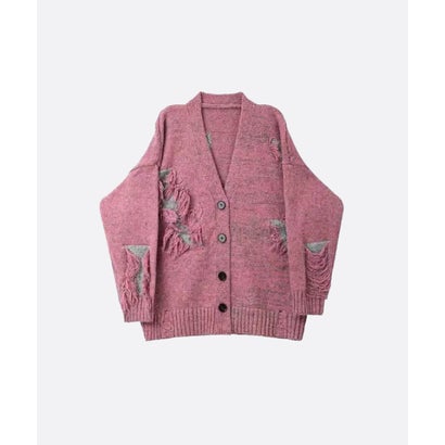 ユーム U：UME Relaxed Fringe Design Cardigan （Pink）｜詳細画像