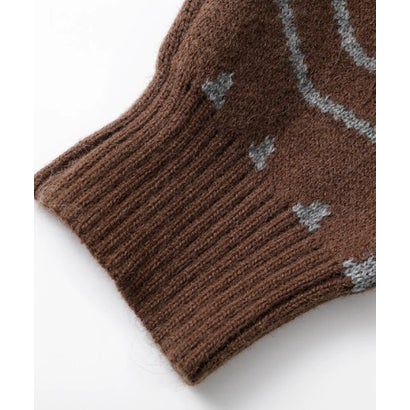 ユーム U：UME PU Stitching Geometric Jacquard Carigan （Brown）｜詳細画像