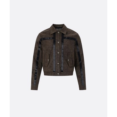 ユーム U：UME PU Contrast Faux Suede Cropped Jacket （Brown）｜詳細画像