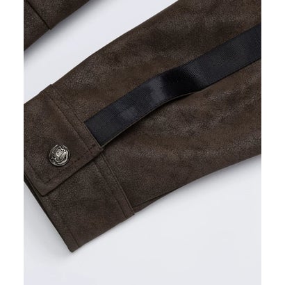 ユーム U：UME PU Contrast Faux Suede Cropped Jacket （Brown）｜詳細画像