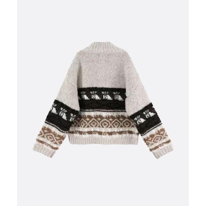 Mock Neck Vintage Jacquard Cardigan （Apricot）｜詳細画像