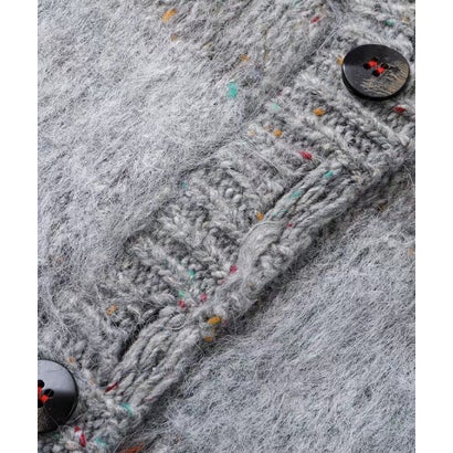 ユーム U：UME Heathered Color Block Strip Frayed Cardigan （Coffee）｜詳細画像