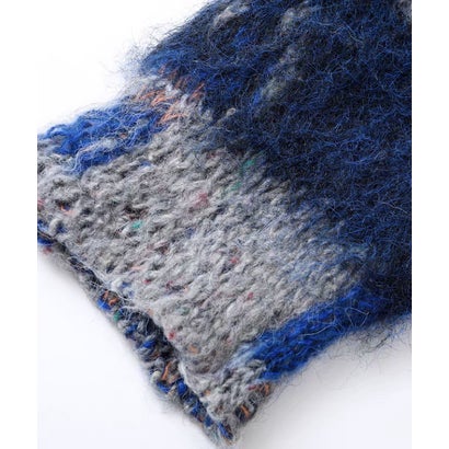 ユーム U：UME Heathered Color Block Strip Frayed Cardigan （Gray）｜詳細画像