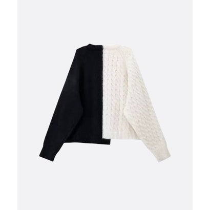 ユーム U：UME Half Zip Denim Docking Cardigan （White）｜詳細画像