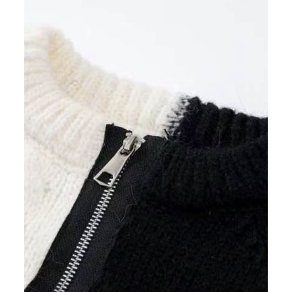 ユーム U：UME Half Zip Denim Docking Cardigan （White）｜詳細画像