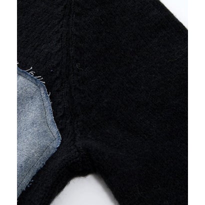 ユーム U：UME Half Zip Denim Docking Cardigan （White）｜詳細画像