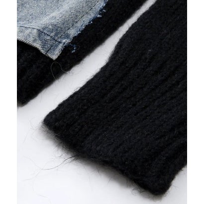 ユーム U：UME Half Zip Denim Docking Cardigan （White）｜詳細画像