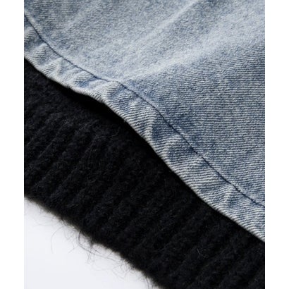 ユーム U：UME Half Zip Denim Docking Cardigan （White）｜詳細画像
