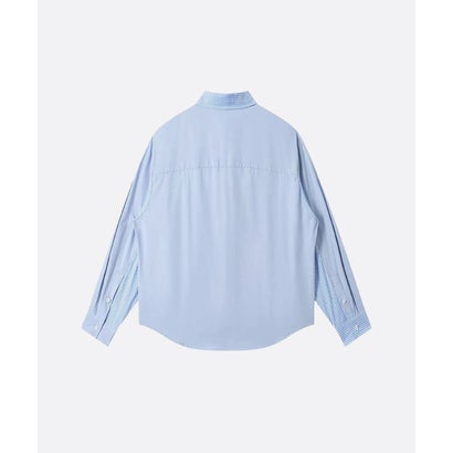 ユーム U：UME Color Block Gingham Panel Long Sleeve Shirt （Blue）｜詳細画像