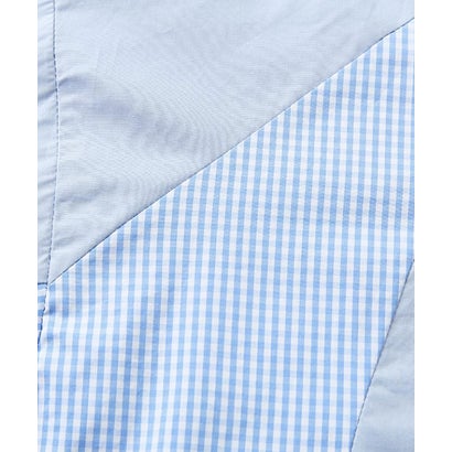 ユーム U：UME Color Block Gingham Panel Long Sleeve Shirt （Blue）｜詳細画像