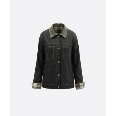 ユーム U：UME Lapel Check Stitching Denim Jacket （Black）｜詳細画像