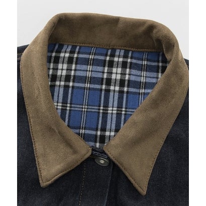 ユーム U：UME Lapel Check Stitching Denim Jacket （Black）｜詳細画像