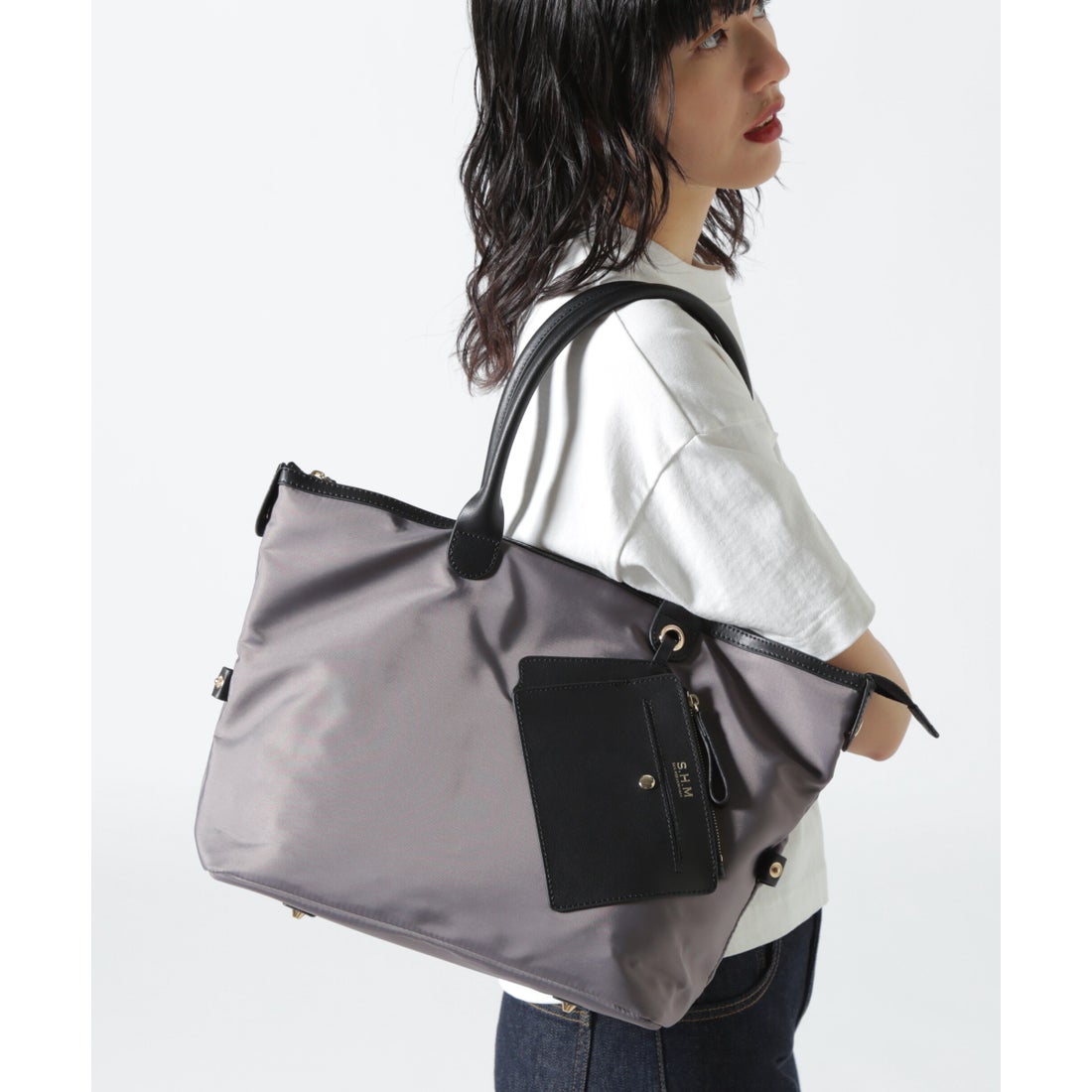 ハンドバッグ san hideaki mihara バッグ SAN HIDEAKI MIHARA サンヒデアキミハラ 型押し ハンドバッグ トートバッグ レザー ブラック 中古品の販売・通販なら