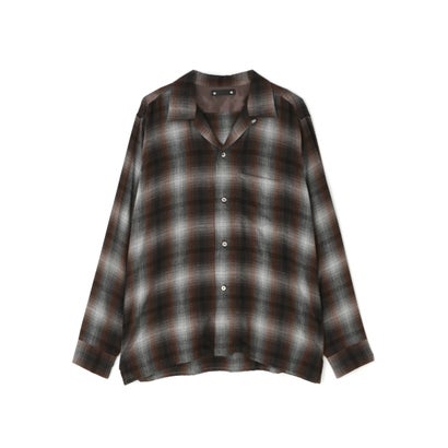 MINEDENIM（マインデニム） T.Rayon Ombre Open Collar Shirt （ブラック）｜詳細画像