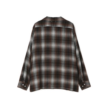 MINEDENIM（マインデニム） T.Rayon Ombre Open Collar Shirt （ブラック）｜詳細画像