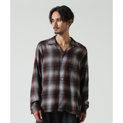 MINEDENIM（マインデニム） T.Rayon Ombre Open Collar Shirt （ブラック）｜詳細画像