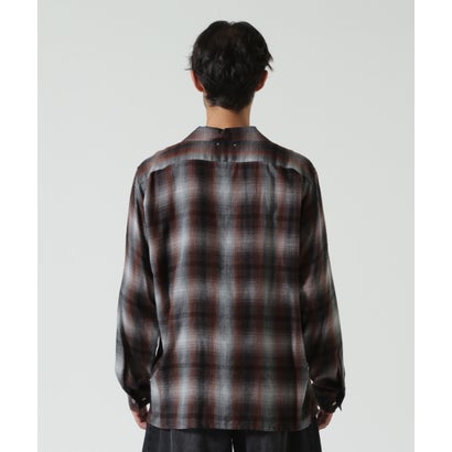 MINEDENIM（マインデニム） T.Rayon Ombre Open Collar Shirt （ブラック）｜詳細画像