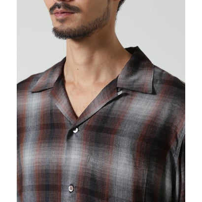 MINEDENIM（マインデニム） T.Rayon Ombre Open Collar Shirt （ブラック）｜詳細画像