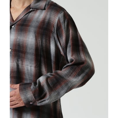 MINEDENIM（マインデニム） T.Rayon Ombre Open Collar Shirt （ブラック）｜詳細画像