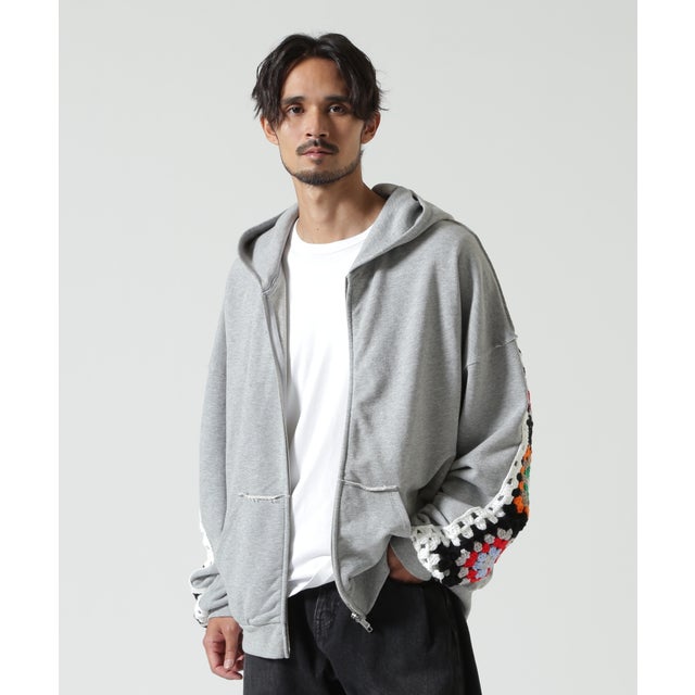 DISCOVERED（ディスカバード）別注CROCHET SLEEVE PARKA （グレー）