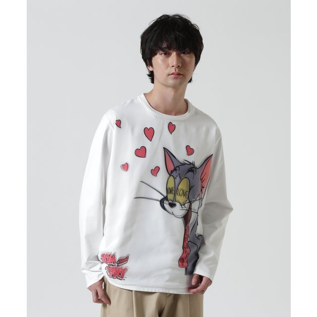 TRIPPY ART（トリッピーアート） TOM & JERRY LOVE 3D L/S TEE （ホワイト）