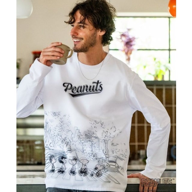 TRIPPY ART(トリッピーアート）SNOOPY ABBEY ROAD 3D L/S TEE （ホワイト）