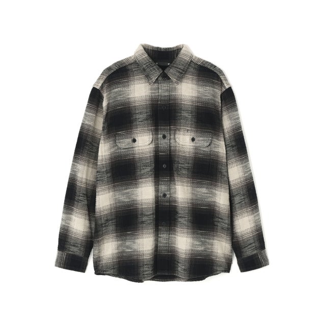 MINEDENIM（マインデニム） Heavy Cotton Flannel Ombre Work Shirt （ブラック）