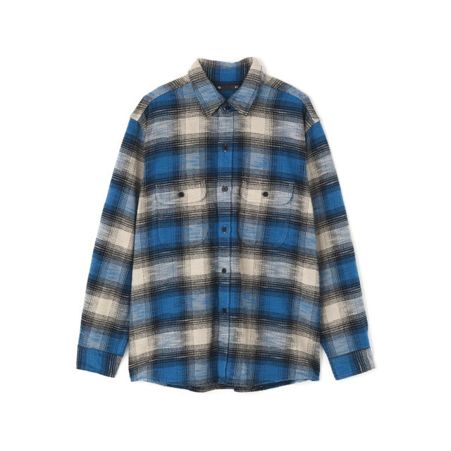 MINEDENIM（マインデニム） Heavy Cotton Flannel Ombre Work Shirt （ブルー）