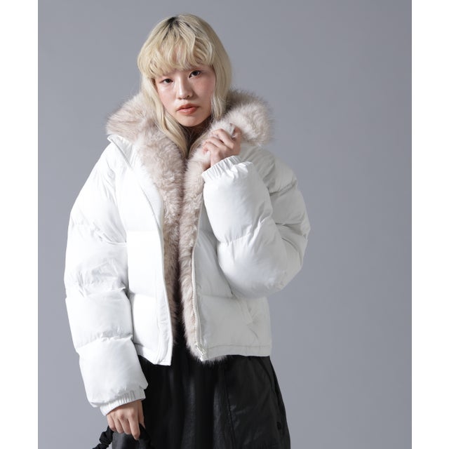 B omnivore/ビーオムニボー NYLON FUR STAND BLOUSON （オフホワイト3）