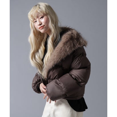 B omnivore/ビーオムニボー NYLON FUR STAND BLOUSON （ブラウン）｜詳細画像