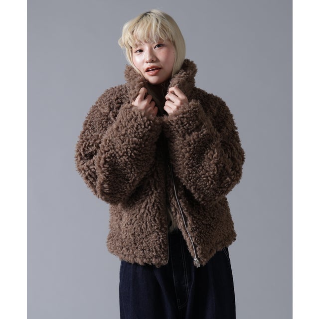 B omnivore/ビーオムニボー BOA COLLAR BLOUSON （ブラウン）
