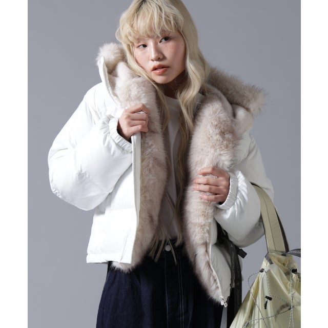 B omnivore/ビーオムニボー NYLON FUR HOOD BLOUSON （オフホワイト3）