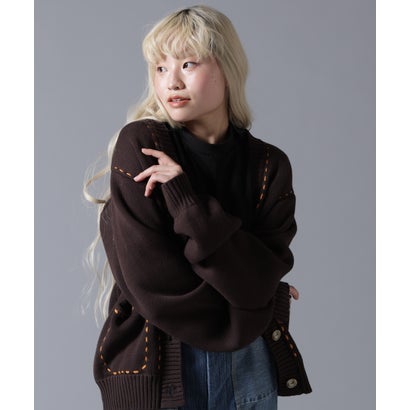 ビーバー BEAVER B omnivore/ビーオムニボー STITCH KNIT CARDIGAN （グレー）｜詳細画像