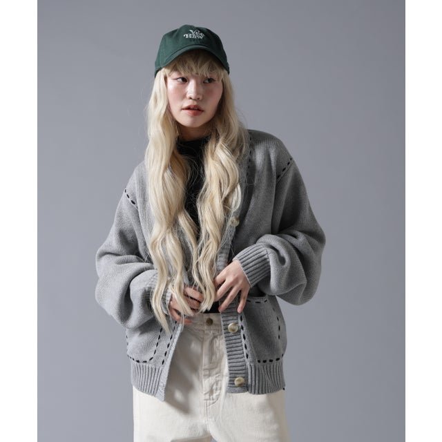 B omnivore/ビーオムニボー STITCH KNIT CARDIGAN （グレー）
