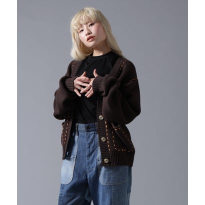 ビーバー BEAVER B omnivore/ビーオムニボー STITCH KNIT CARDIGAN （ブラウン）｜詳細画像