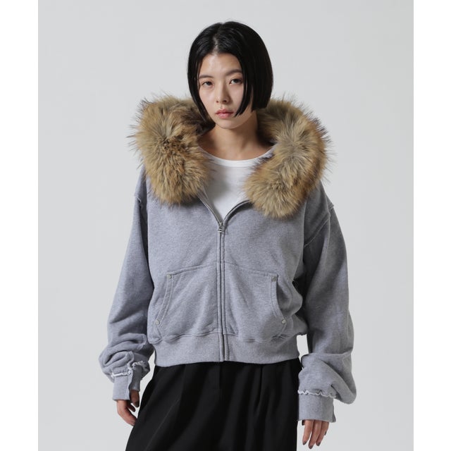 B omnivore/ビーオムニボー FUR SWEAT HOODY レディース （グレー）