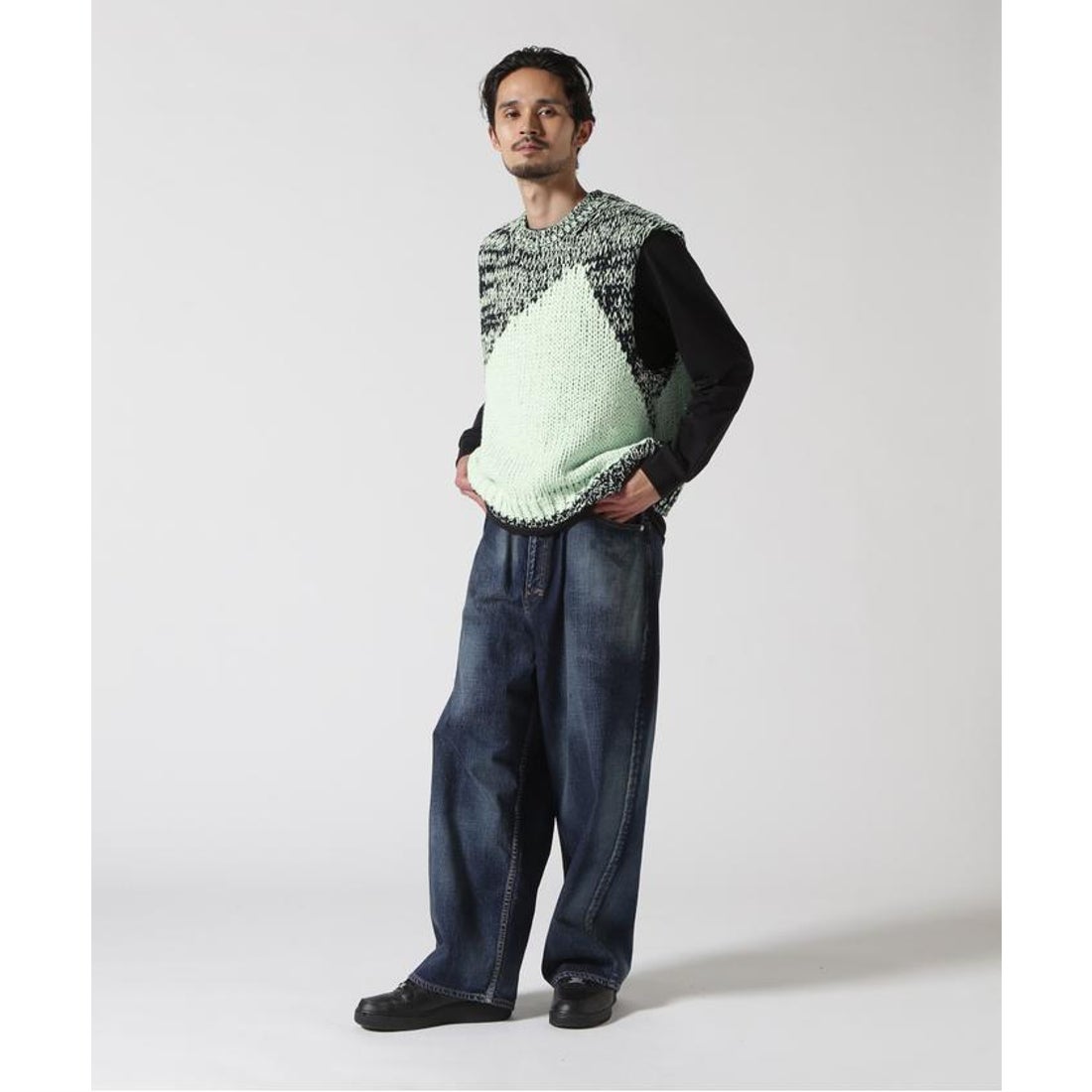 ガーデン GARDEN YOKE/ヨーク/Intarsia Crewneck Vest （ブルー